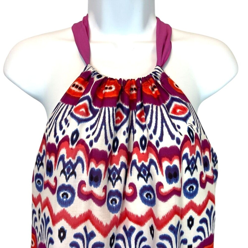 Trina Turk Blue Pink Orange Menara Ikat Genevieve Halter Dress Size 2 - Picture 9 of 15